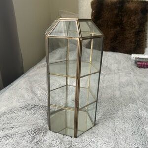 Vintage Gold & Glass Hexagonal Display Case